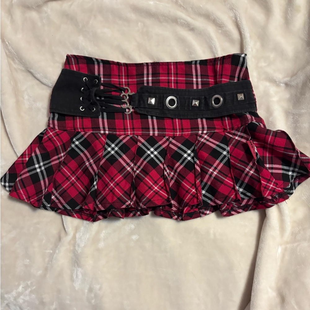 Pink and black plaid Tripp NYC mini skirt